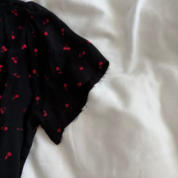 Rails Cherry Print Mini Wrap Dress Black Size S - Picture 5 of 8